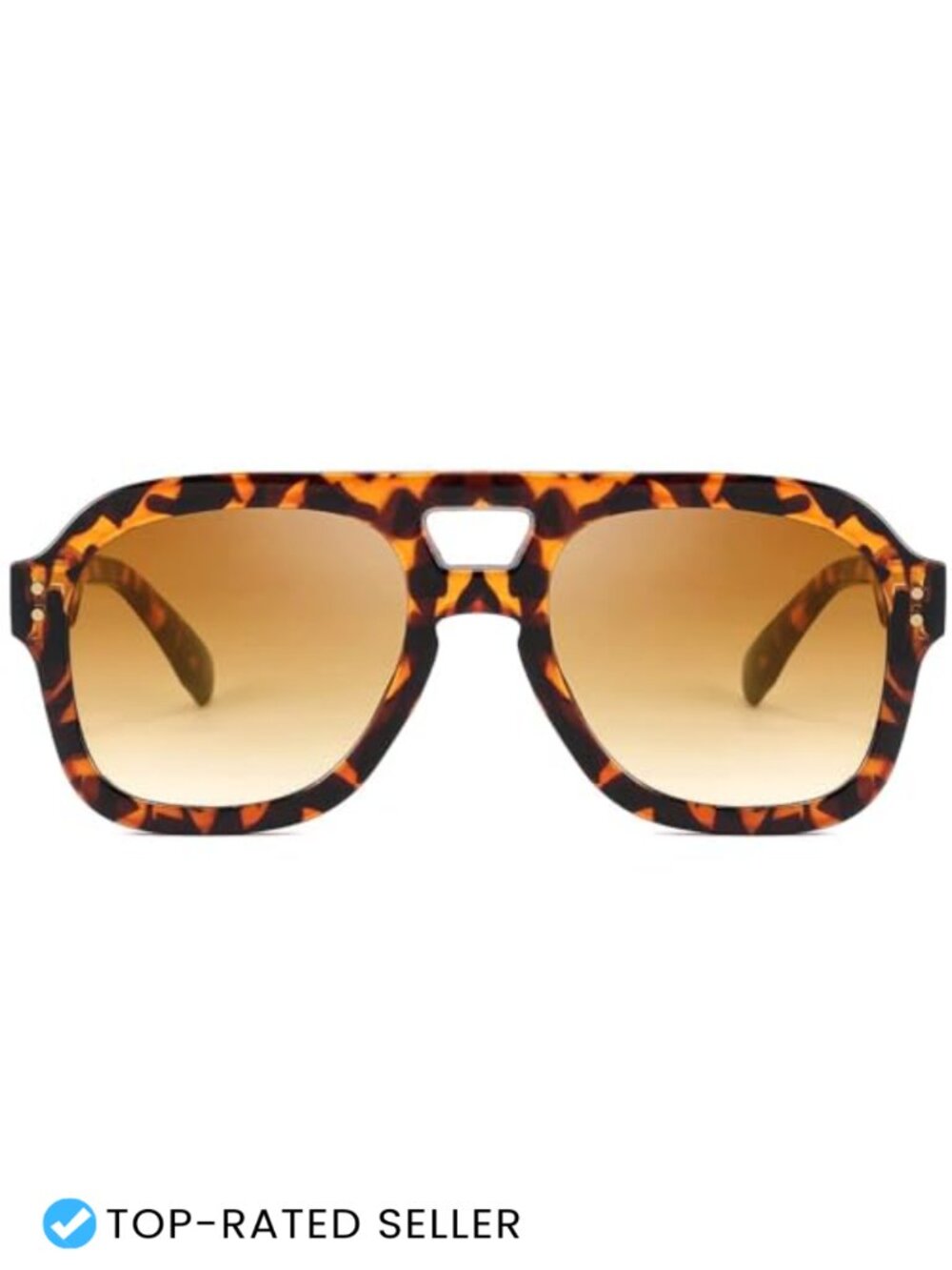 Chunky Square Pilot Sunglasses for Women Men UV400 Protection Double Bridge